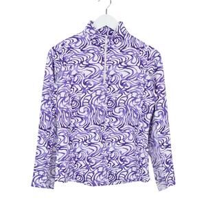 IBKUL Women's Kinsley Print Long Sleeve Mock Neck Top Plum Lavender Size XS NWOT
